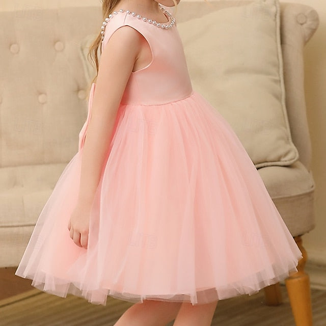 Color Solid Kids Wedding Girls' Party Sleeveless Dress