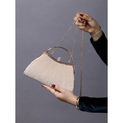 Pleated Velvet Elegant Navy Blue Clutch Women's Evening –