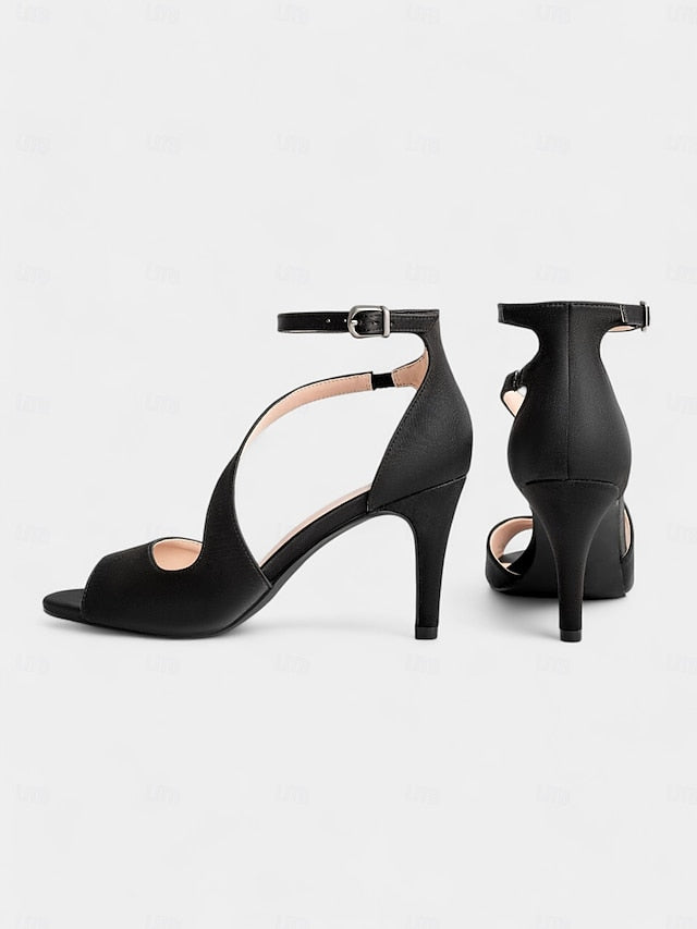 Elegant Peep-Toe Heels Wedding - for Satin Nude Women