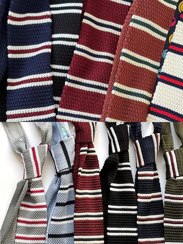 Tie Stylish - Woven Men's Knit Neck Stripe Christmas