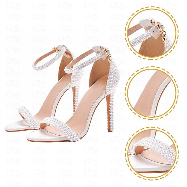 Pearl-Embellished Shoes Elegant Wedding Women's High Heel