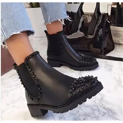 Ankle Chelsea Studded Black – Chunky Boots Sole Women for