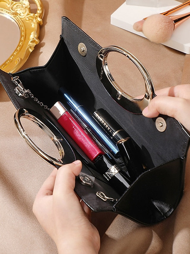 Glamorous Handle – Clutch Evening Round Crystal Gold with