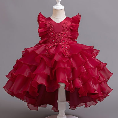 Girls' Dress Asymmetrical Floral Kids Party