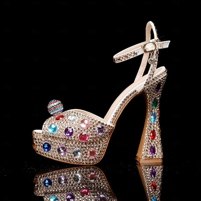 Sandals Women's Platform Colorful – Sparkly Rhinestone
