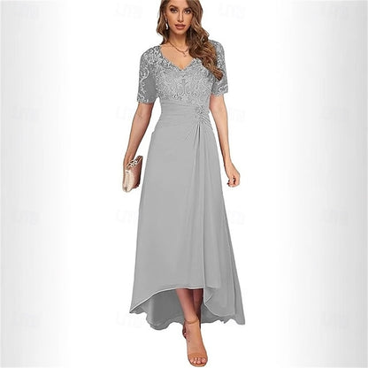 Mother Neck Dress Simple Bride the V of Elegant A-Line