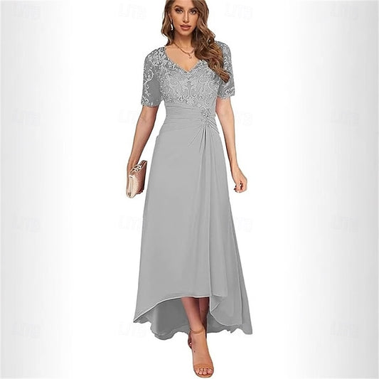Mother Neck Dress Simple Bride the V of Elegant A-Line