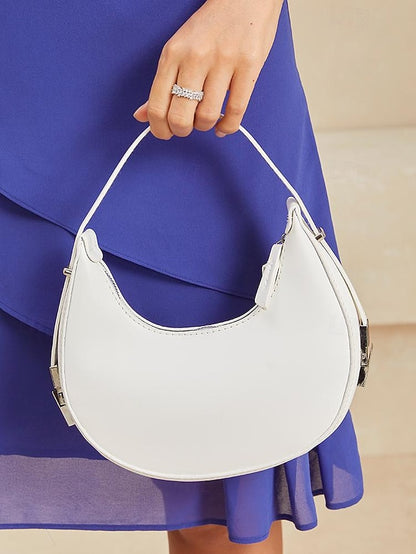 Crescent Silver Ivory with Bag Hobo - Elegant Hardware Sleek