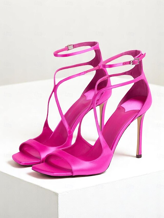 Stiletto Elegant - Heels Women's Satin Lavender Crisscross
