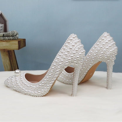 Purse Heels and White Round Stiletto Pearl Set Pearl-Embellished