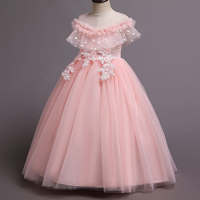 Dress Girls' Solid Flower Party Kids Girl Color