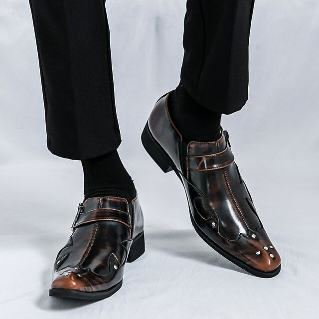 Leather Black – Shoes Formal Strap Men's Monk