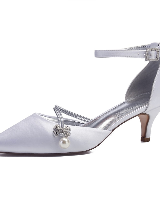 and Heels with Pearl Blue Satin Kitten Women's Dark
