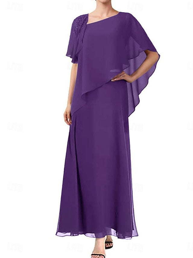 Neck Bride of Square Elegant Dress the Simple A-Line Mother
