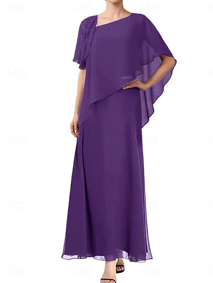 Neck Bride of Square Elegant Dress the Simple A-Line Mother