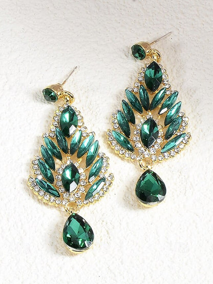 Earrings Green Women's – Drop Crystal Emerald