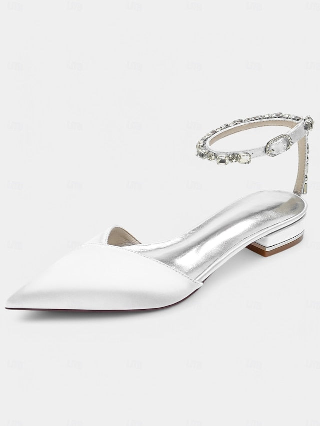 Shoes – Wedding Satin Black with Strap Crystal-Ankle Chic