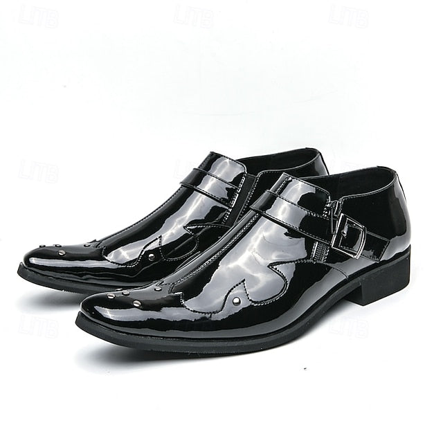 Leather Black – Shoes Formal Strap Men's Monk
