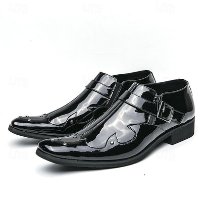Leather Black – Shoes Formal Strap Men's Monk
