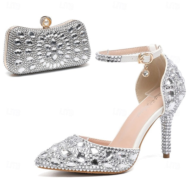 Rhinestone Women's with Heel High Shoes Wedding Multicolor