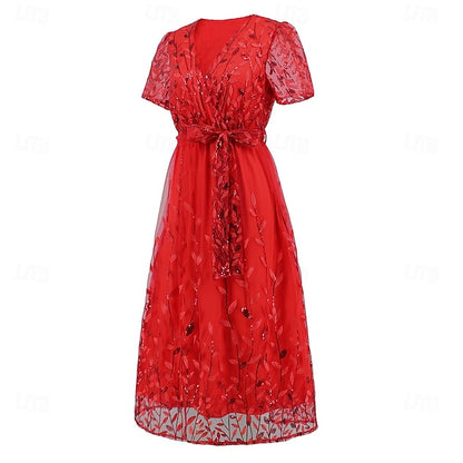 Mother Neck Elegant V Bride the A-Line Dress Sequin of