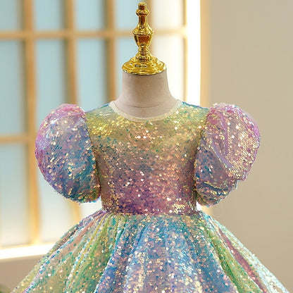 Sleeve Spring Summer Dress Short 3D colour Girls' Wedding
