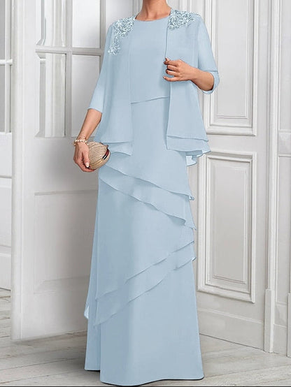 Piece Formal Elegant Mother Dress the A-Line of Suit Two Bride