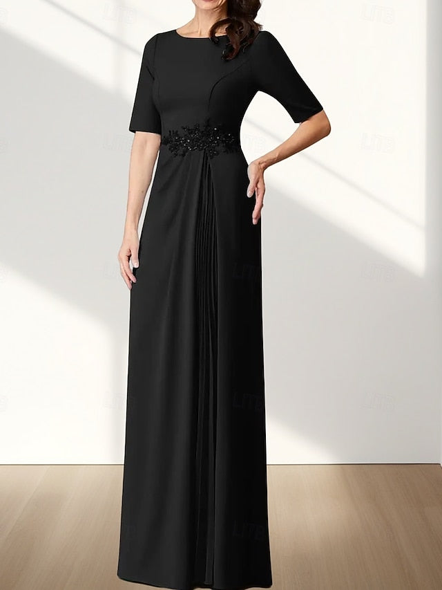 Bride Dress Elegant the Mother Wedding Neck A-Line of Crew Guest