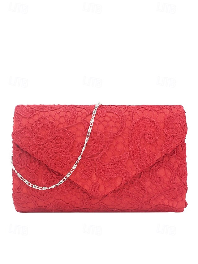 Women's Chain Clutch Evening Strap Bag with Lace
