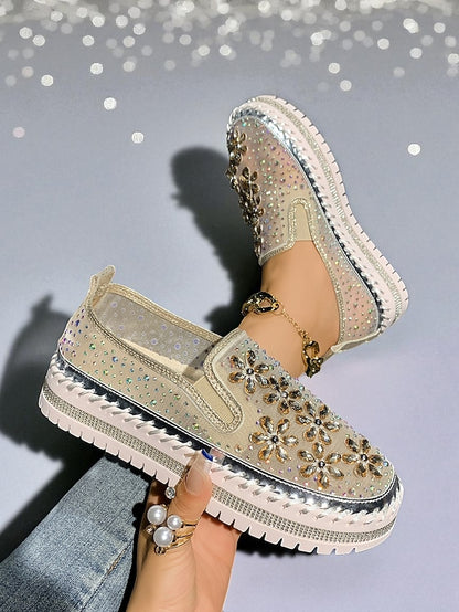 Slip-On Mesh Sneakers Rhinestone with Embellished Women's