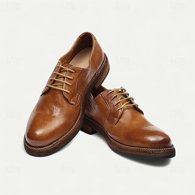 Goodyear Men's Clean with Derby Shoes Welt Leather and Tan