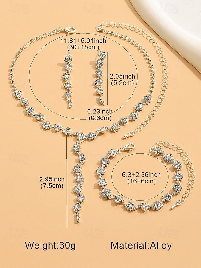 – Necklace Rhinestone Set Jewelry Gold Elegant