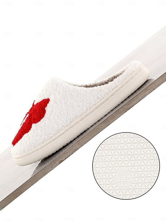 White Design Bowknot - Women's with Slippers Red and Soft