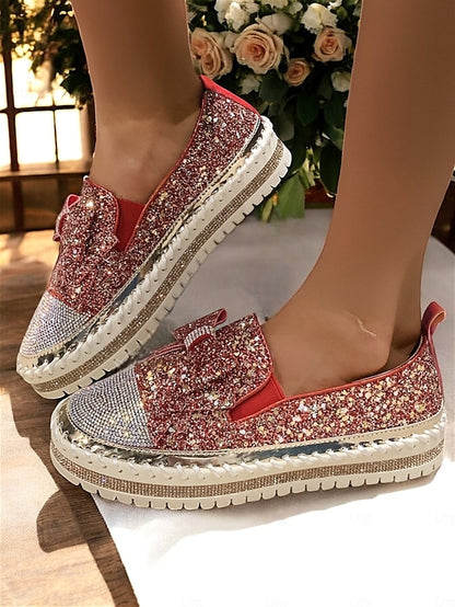 Women Loafers Slip-On for Glittery – Sparkling Rhinestone