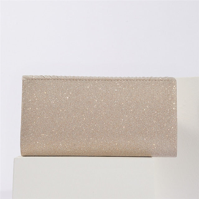 Elegant Glitter Evening Women's Bag Gold Clutch Metal with