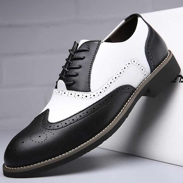 Brogue White Shoes Oxford Two-Tone Wingtip Men's in