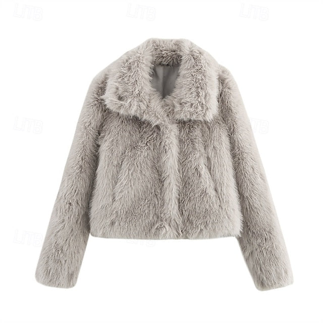 Furs Warm Faux Women's Fur Buttons Coat Comfortable