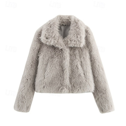 Furs Warm Faux Women's Fur Buttons Coat Comfortable