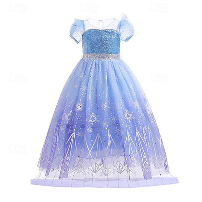 Frozen Princess Girl Elsa Fairytale Flower Party Dress Theme