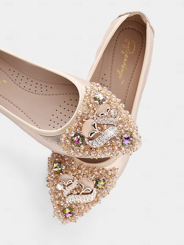 Rhinestone Women's Foldable Flats Ballet Black with
