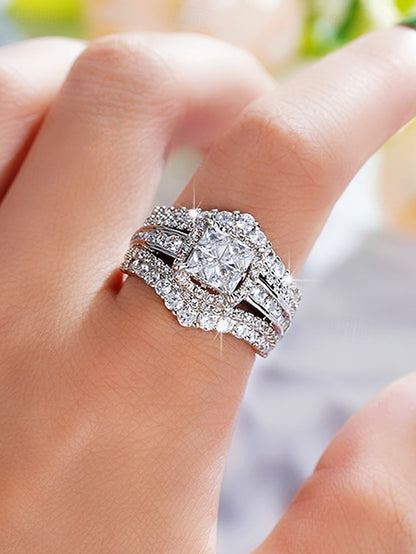 Wedding with Ring Cubic Set Luxury Zirconia