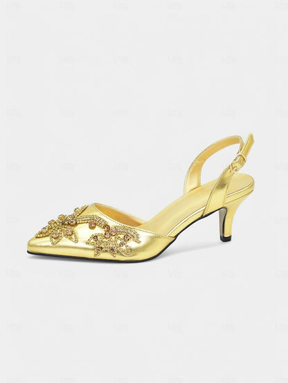 Gold Slingback Embellished with – Matching Heels Handbag