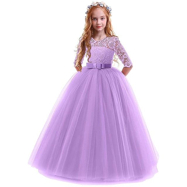 Girl 3-13 Lace Prom Dress Kids Princess Flower Years
