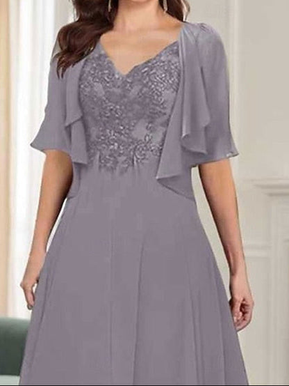 Simple Elegant the Neck of V Bride Mother Dress A-Line