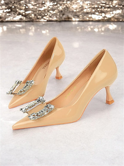 with Embellished Patent Crystal Black Pumps Women's Leather