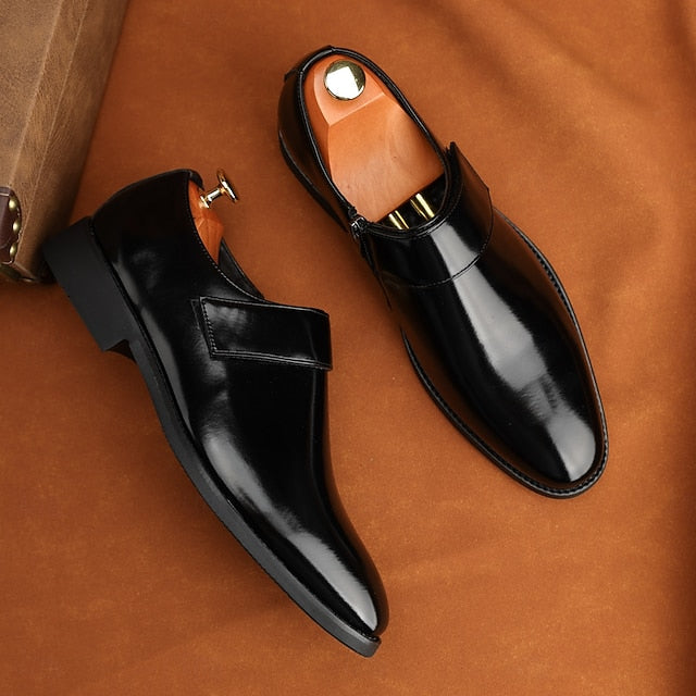 Business Shoes Brown Loafers Slip-On Leather Men's