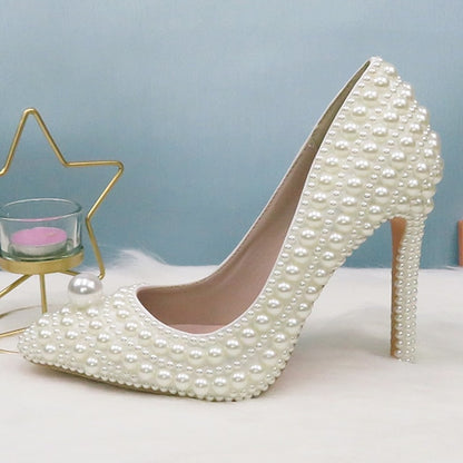 Purse Heels and White Round Stiletto Pearl Set Pearl-Embellished