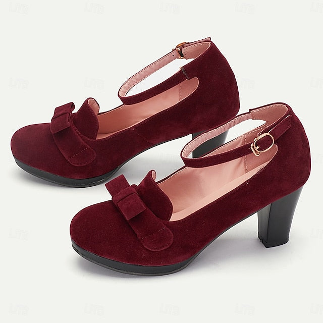 Mary Bow Women's Green - Detail Jane Heels with Suede