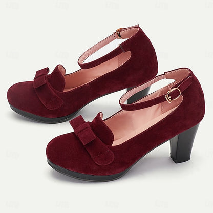 Mary Bow Women's Green - Detail Jane Heels with Suede