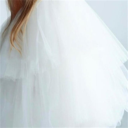 Kids Wedding Party Color Solid Sleeveless Girls' Mesh Dress